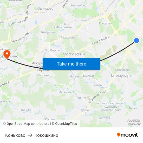 Коньково to Кокошкино map