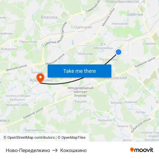 Ново-Переделкино to Кокошкино map