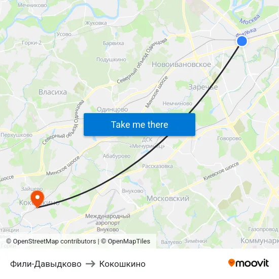 Фили-Давыдково to Кокошкино map