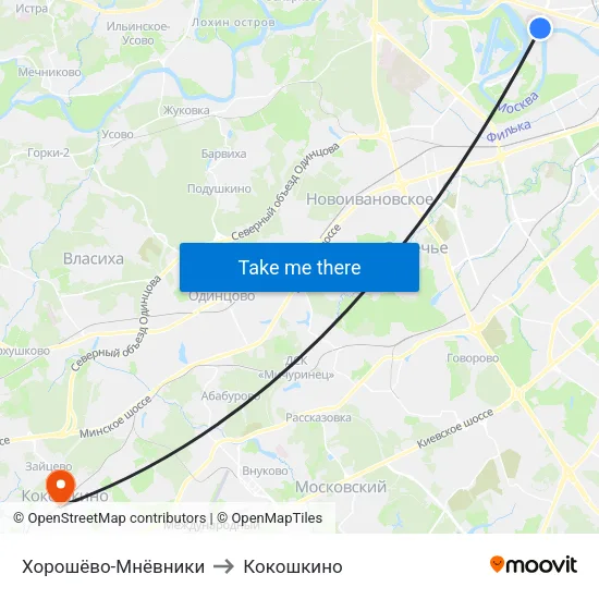 Хорошёво-Мнёвники to Кокошкино map