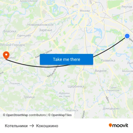 Котельники to Кокошкино map