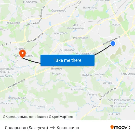 Саларьево (Salaryevo) to Кокошкино map