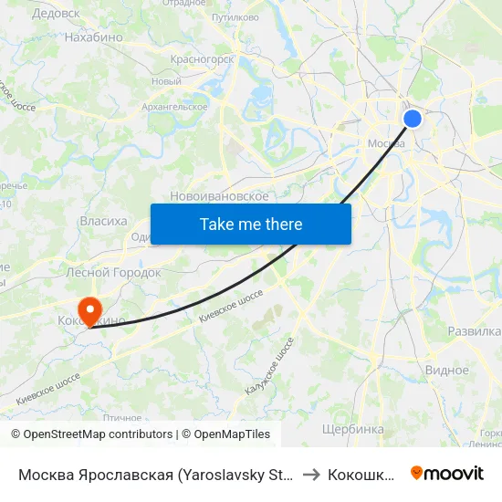 Москва Ярославская (Yaroslavsky Station) to Кокошкино map