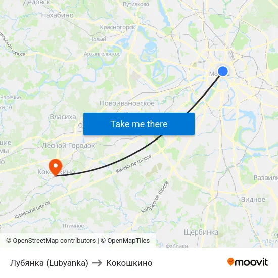 Лубянка (Lubyanka) to Кокошкино map