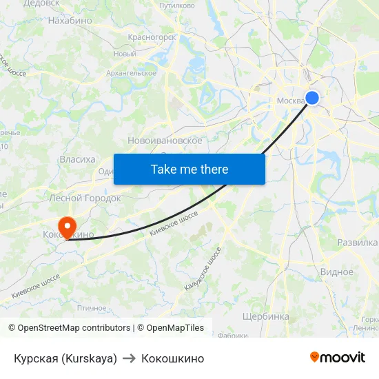 Курская (Kurskaya) to Кокошкино map