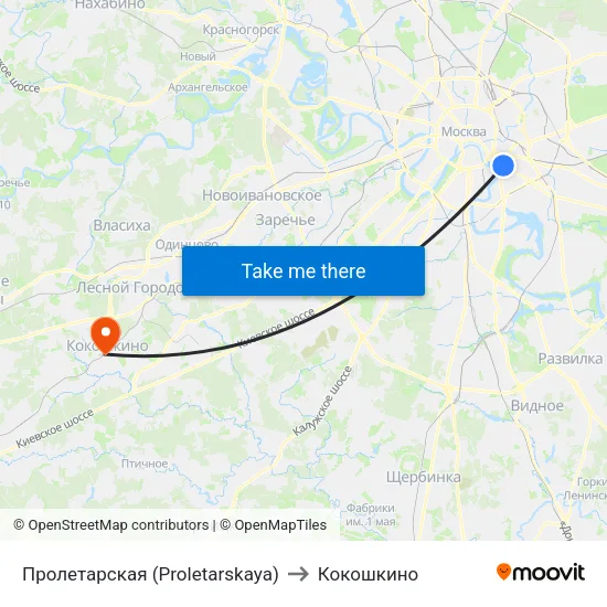 Пролетарская (Proletarskaya) to Кокошкино map