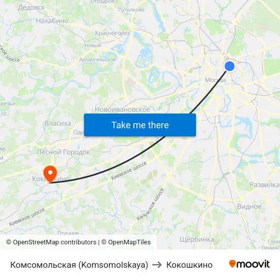 Комсомольская (Komsomolskaya) to Кокошкино map