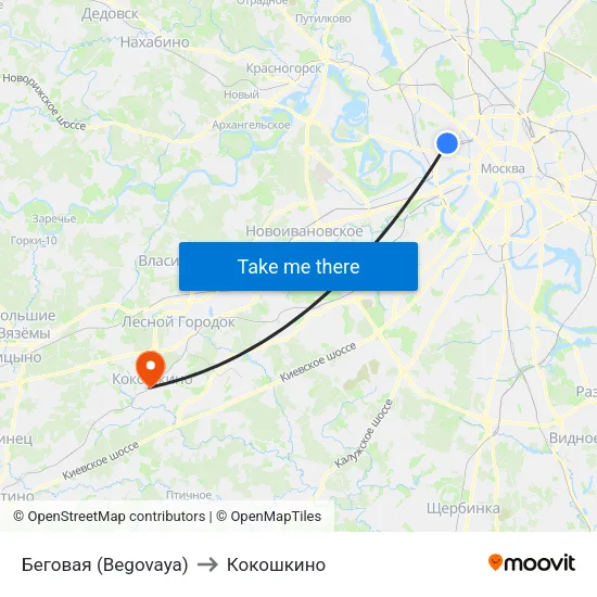 Беговая (Begovaya) to Кокошкино map
