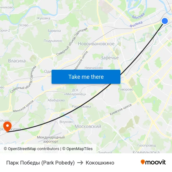Парк Победы (Park Pobedy) to Кокошкино map