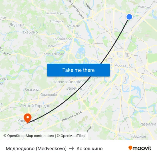 Медведково (Medvedkovo) to Кокошкино map