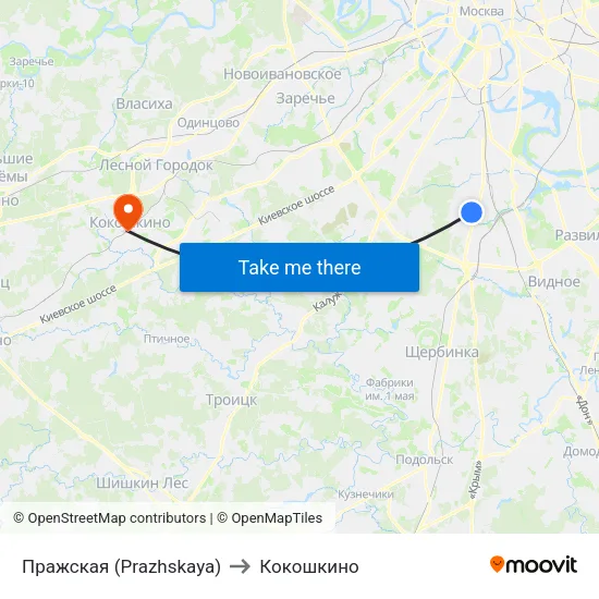 Пражская (Prazhskaya) to Кокошкино map