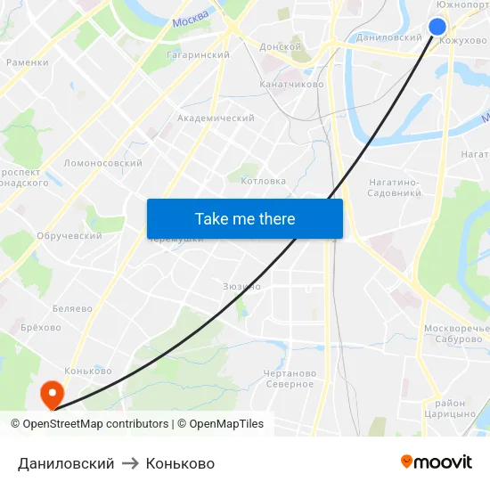 Даниловский to Коньково map
