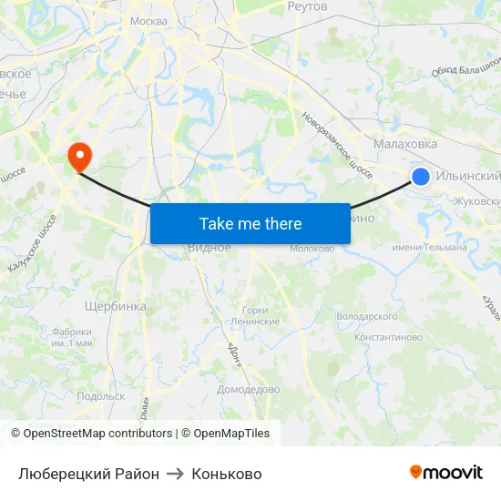 Люберецкий Район to Коньково map