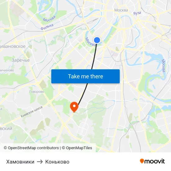 Хамовники to Коньково map