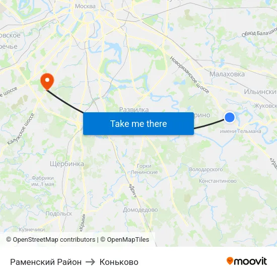 Раменский Район to Коньково map