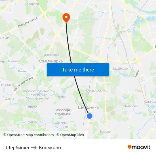 Щербинка to Коньково map