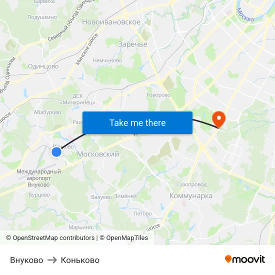 Внуково to Коньково map