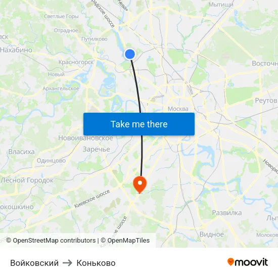 Войковский to Коньково map