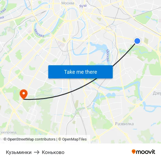 Кузьминки to Коньково map