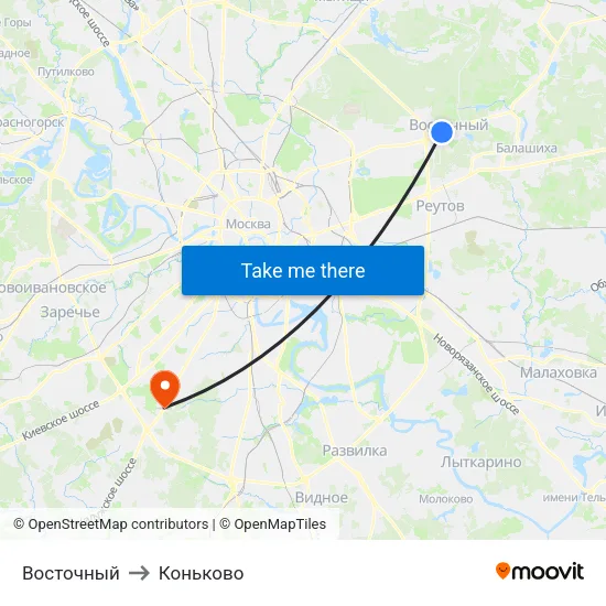 Восточный to Коньково map