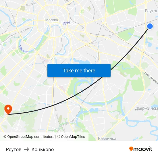 Реутов to Коньково map