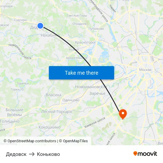 Дедовск to Коньково map