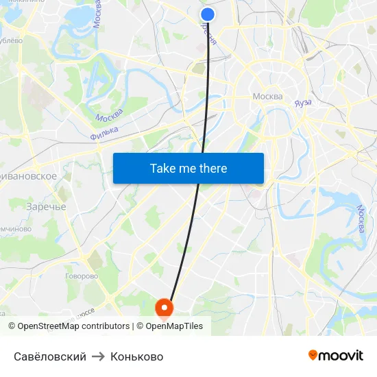 Савёловский to Коньково map
