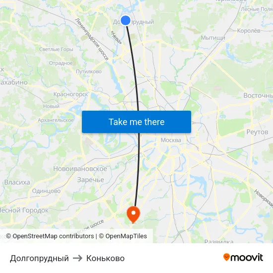 Долгопрудный to Коньково map