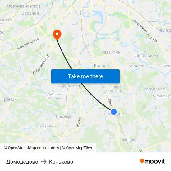 Домодедово to Коньково map