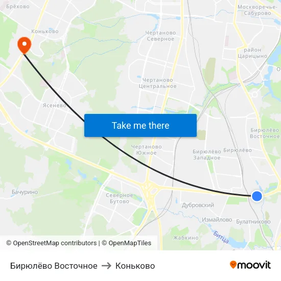 Бирюлёво Восточное to Коньково map