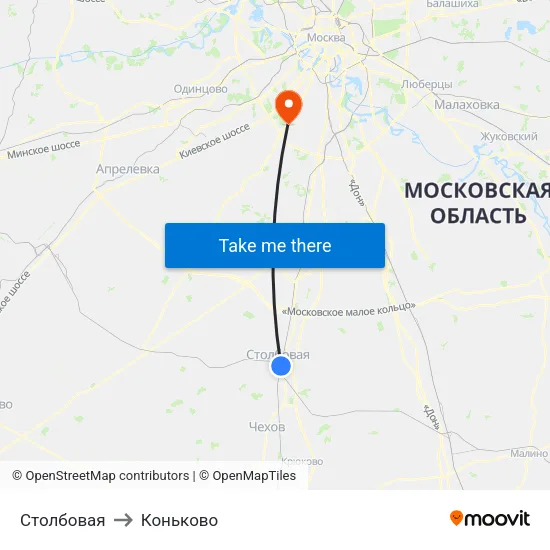 Столбовая to Коньково map