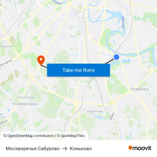Москворечье-Сабурово to Коньково map
