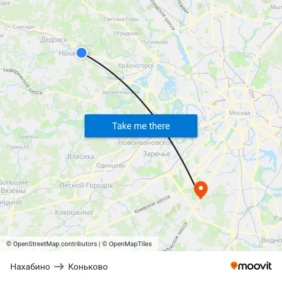 Нахабино to Коньково map