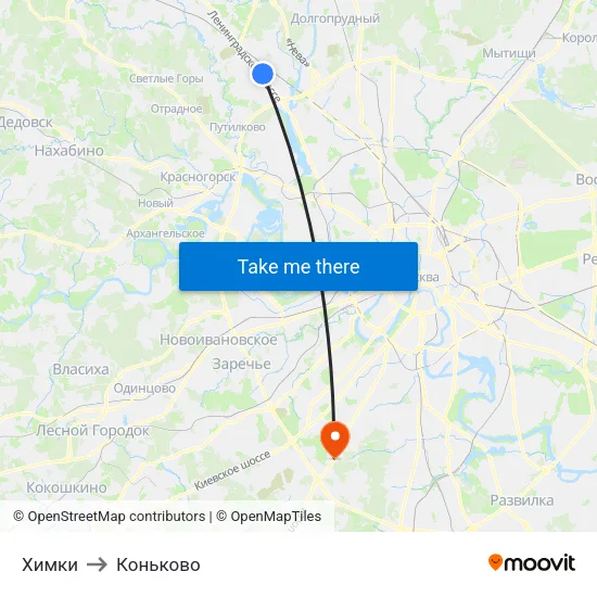 Химки to Коньково map