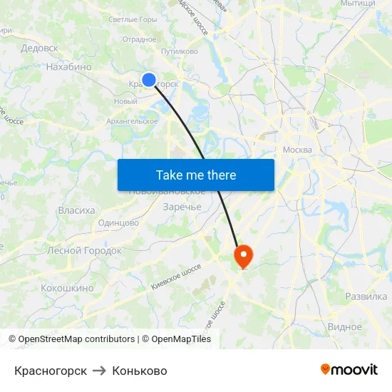 Красногорск to Коньково map