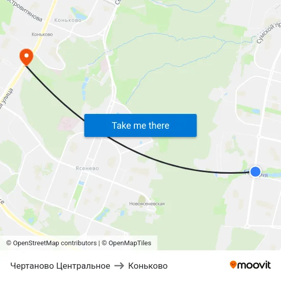 Чертаново Центральное to Коньково map