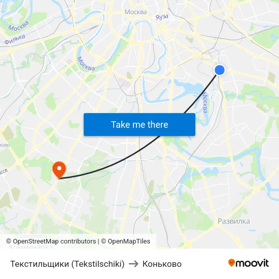 Текстильщики (Tekstilschiki) to Коньково map