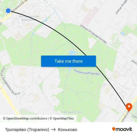 Тропарёво (Troparevo) to Коньково map