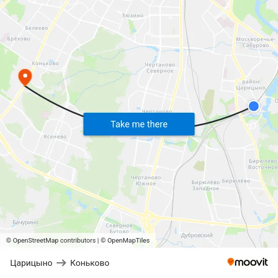 Царицыно to Коньково map