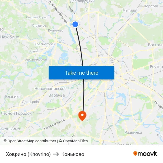 Ховрино (Khovrino) to Коньково map