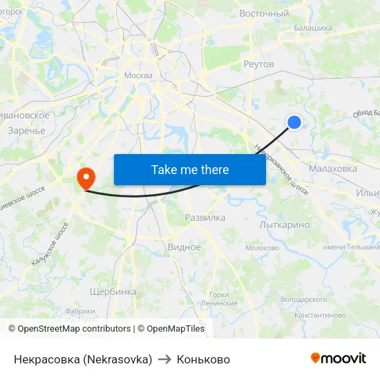 Некрасовка (Nekrasovka) to Коньково map