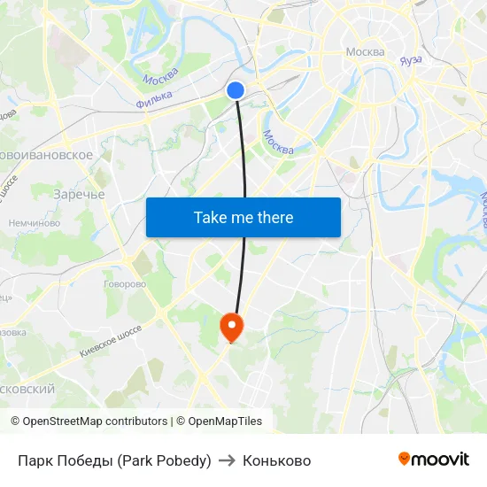 Парк Победы (Park Pobedy) to Коньково map