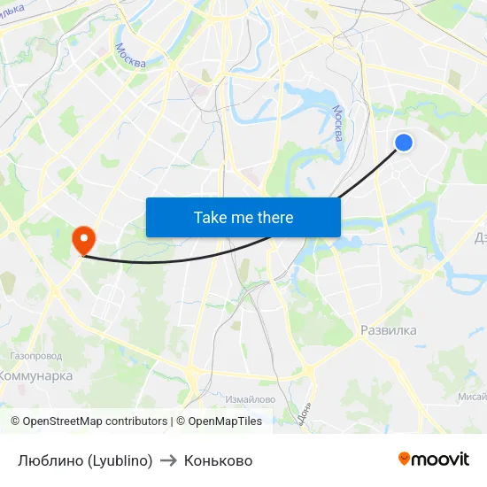 Люблино (Lyublino) to Коньково map