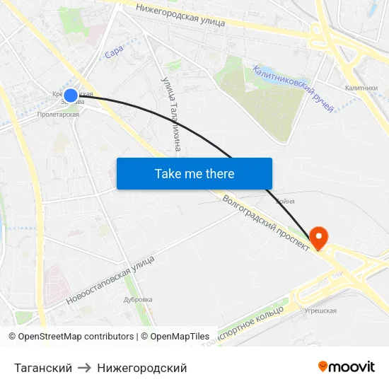 Таганский to Нижегородский map