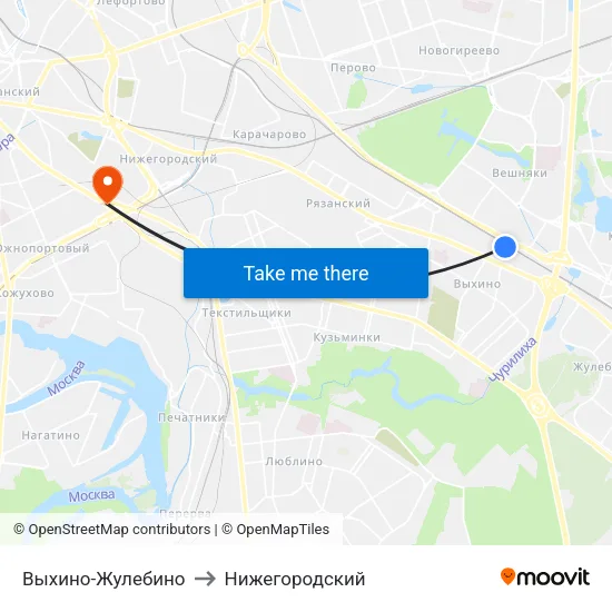 Выхино-Жулебино to Нижегородский map