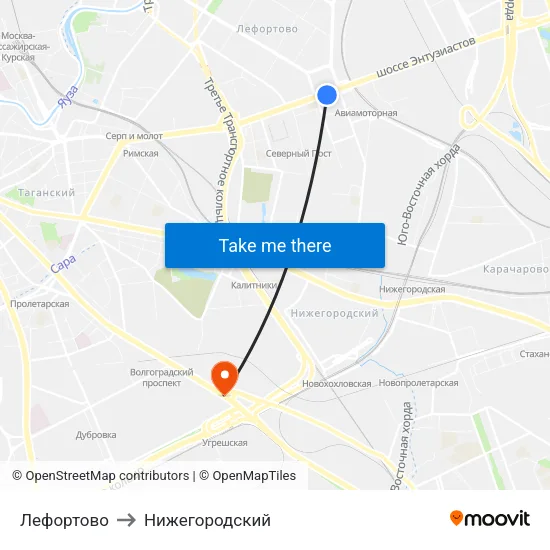 Лефортово to Нижегородский map