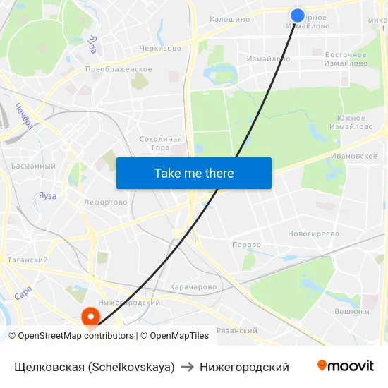 Щелковская (Schelkovskaya) to Нижегородский map