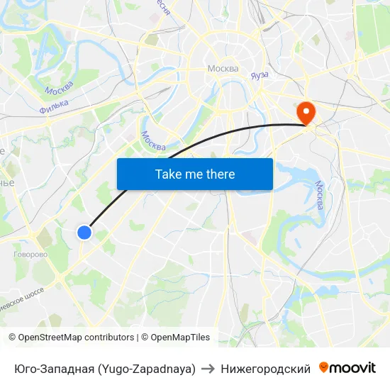 Юго-Западная (Yugo-Zapadnaya) to Нижегородский map
