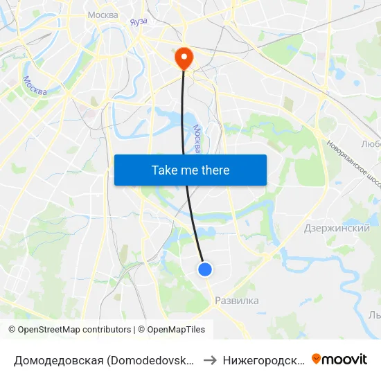 Домодедовская (Domodedovskaya) to Нижегородский map
