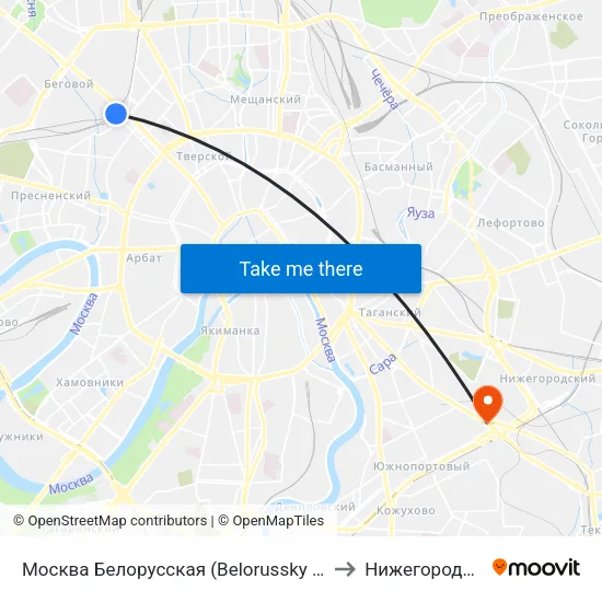 Москва Белорусская (Belorussky Station) to Нижегородский map